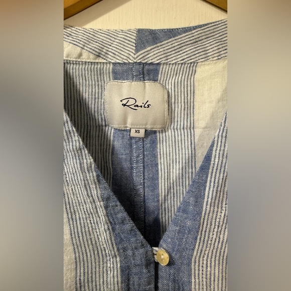 Rails Blue and White Striped Tie Front Top - Picture 3 of 5